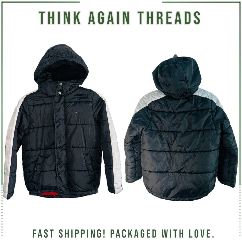 Tommy Hilfiger Kid's Quilted Colorblock Hooded Puffer Jacket Black Size 8